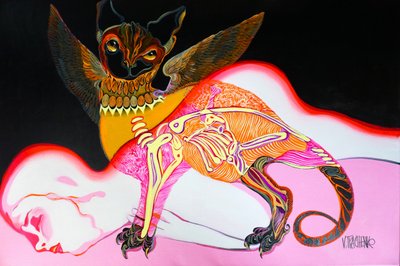 Sonho surreal com uma criatura parecida com um morcego de Victor Tkachenko