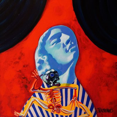 Esqueleto de cabeça azul surreal de Victor Tkachenko