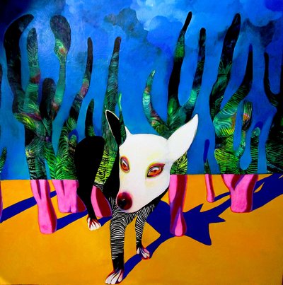 Cão surreal e vibrante de Victor Tkachenko