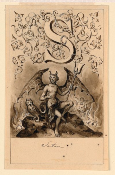 Design para a letra S de uma cartilha: Satanás de Victor Vincent Adam