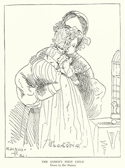 Rainha Victorias primeiro filho, desenhado por Sua Majestade (litho) de Victoria Queen