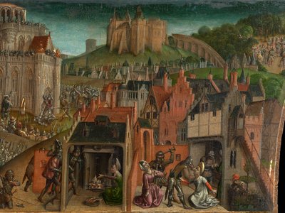 Conquista de Jerusalém por Tito (predela) de Vienna Master of Mary of Burgundy