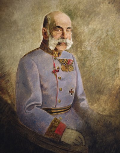 Franz Joseph I da Áustria, c.1916 (óleo sobre tela) de Vienna Nedomansky Studio