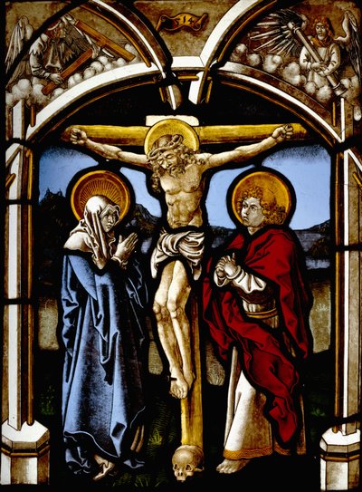 A Crucificação com a Virgem, São João e Anjos de Viet workshop of Hirschvogel the Elder