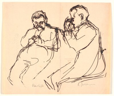 Esboço de figura. Dois homens sentados: Aarsleff e P. Johansen de Viggo Johansen