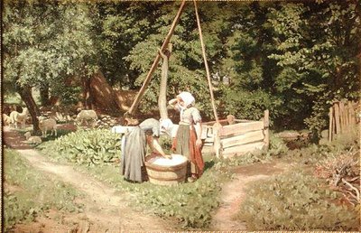 Raparigas jovens no Poço (óleo sobre tela) de Viggo Pedersen