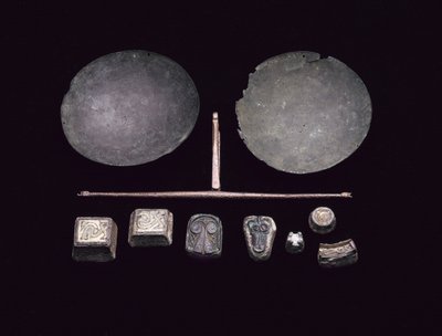 Viga de equilíbrio para um conjunto de balanças, de um barco Viking enterrado na Baía de Kiloran, Colonsay, Argyll, 875-925 AD (bronze) de Viking Viking