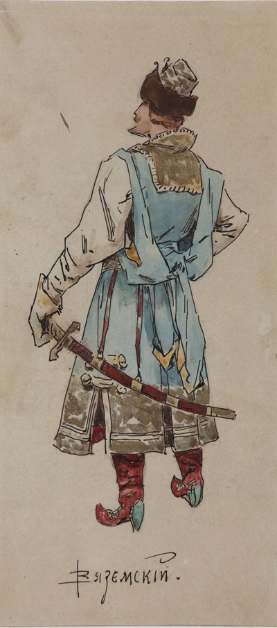 Figurinos para a ópera O Mercador Kalashnikov de A. Rubinstein, 1901 de Viktor Andreyevich Simov