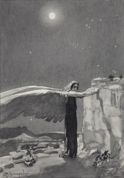 Ilustração do poema O Demônio de Mikhail Lermontov, 1913-1914 de Viktor Dmitrievich Zamiraylo