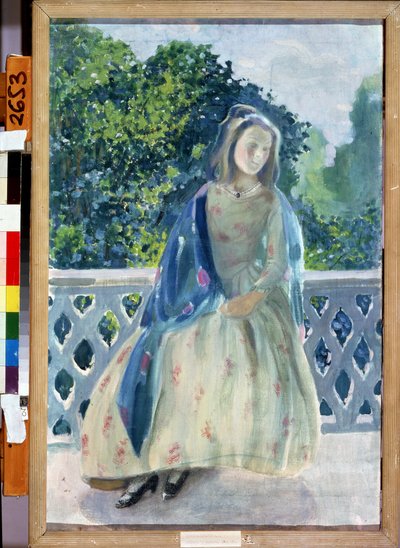 "Jeune fille au balcon" Peinture de Viktor (Victor) Elpidiforovich Borisov-Musatov (Borisov Musatov) (1870-1905) 1900 State A. Radishchev Art Museum Saratov de Viktor Elpidiforovich Borisov Musatov