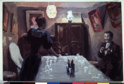 "Visitantes em espera" (Visitantes em espera) Aquarela e guache de Viktor (Victor) Elpidiforovich Borisov-Musatov (Borisov Musatov) (1870-1905) (simbolismo) 1894 Galeria Estatal Tretyakov, Moscou, Rússia de Viktor Elpidiforovich Borisov Musatov
