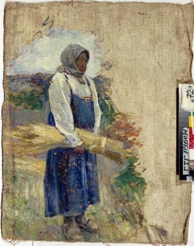 A reaper (une moissonneuse) - Peinture de Viktor Elpidiforovich Borisov Musatov (Borissov Moussatov)(1870-1905), Óleo sobre tela 1896 - Galeria Estadual Tretyakov, Moscou 49,5x39,5 de Viktor Elpidiforovich Borisov Musatov