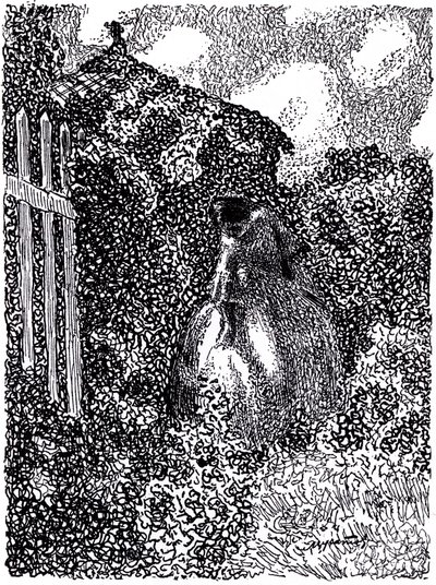 No pavilhão do jardim. Revista simbolista Vesy The Balance, 1905 de Viktor Elpidiforovich Borisov Musatov