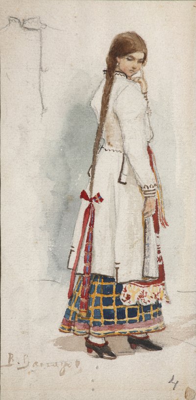 Figurino da ópera Rusalka de A. Dargomyzhsky de Viktor Mikhaylovich Vasnetsov