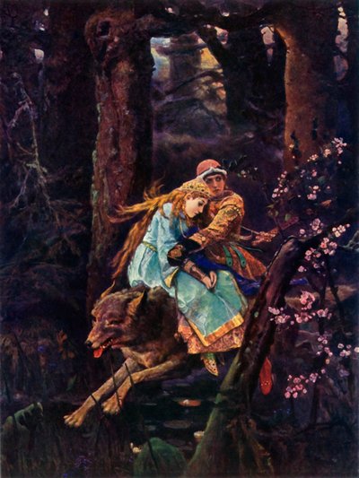 Ivan Tsarevich em um lobo cinzento, c1887, 1965. de Viktor Mikhaylovich Vasnetsov