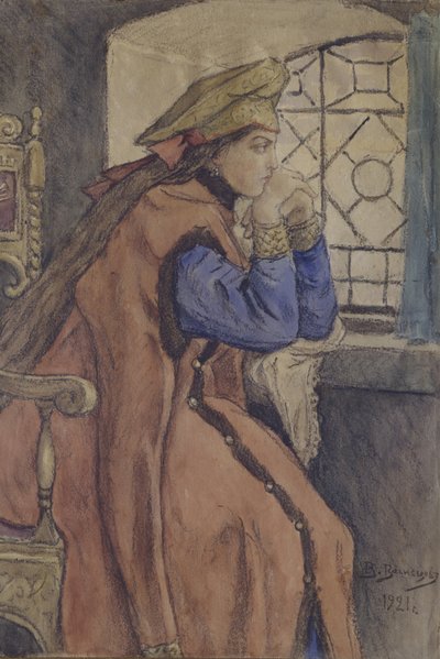 Tsarevna na janela A princesa que nunca sorriu, 1920 de Viktor Mikhaylovich Vasnetsov