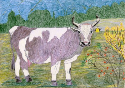 Pastagem das Vacas Malhadas de Viktoriia Saunina