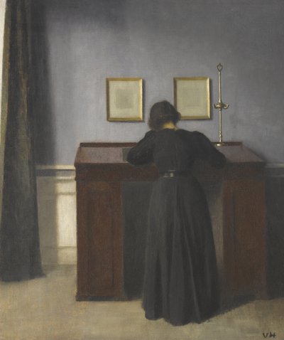 Ida em pé em uma mesa de Vilhelm Hammershøi