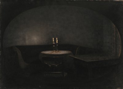 Interior. Luz Artificial Interior. Luz artificial, 1909. de Vilhelm Hammershøi
