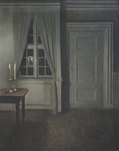 Interior com duas velas de Vilhelm Hammershøi