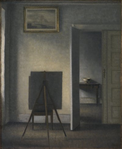 Interior com cavalete do artista de Vilhelm Hammershøi