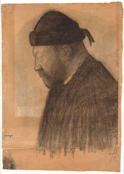 Retrato de Thorvald Bindesbøll de perfil à esquerda de Vilhelm Hammershøi