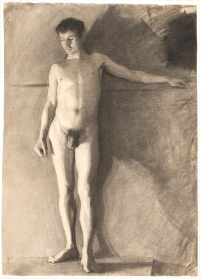 Modelo masculino em pé de Vilhelm Hammershøi