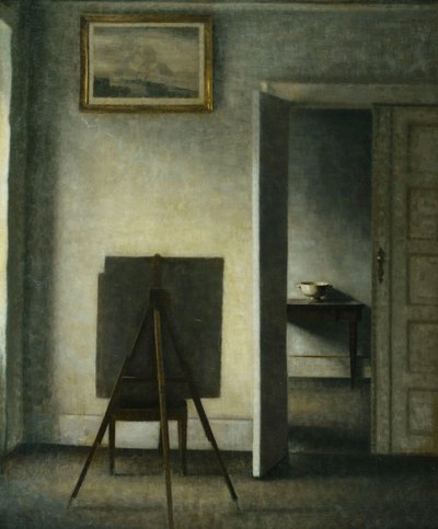 Um interior com o cavalete do artista, de Vilhelm Hammershoi