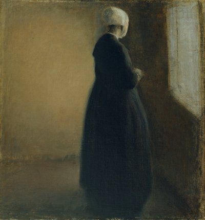 Um, mulher velha, ficar, por, um, janela de Vilhelm Hammershøi