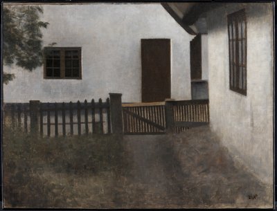 Frentes de casas. Frederiksværk. Verão. de Vilhelm Hammershøi