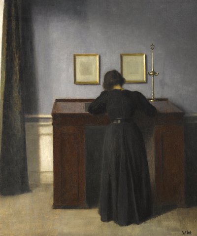 Ida em pé em uma mesa, 1900 de Vilhelm Hammershoi