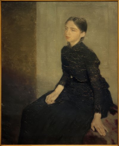 Retrato de uma jovem garota. A irmã da artista, Anna Hammershöi de Vilhelm Hammershoi