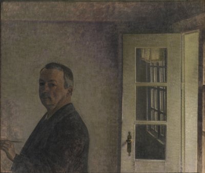 Auto-retrato. The Cottage Spurveskjul em Sorgenfri, norte de Copenhague de Vilhelm Hammershøi
