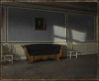 Luz do sol na sala de estar III de Vilhelm Hammershøi