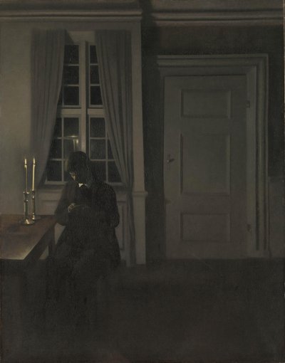 O colecionador de moedas, 1904 de Vilhelm Hammershoi