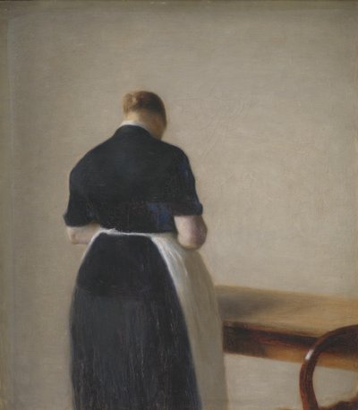 Mulher vista de costas de Vilhelm Hammershøi