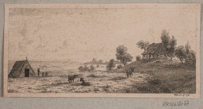 Paisagem com uma casa de fazenda e uma cabana de Vilhelm Kyhn