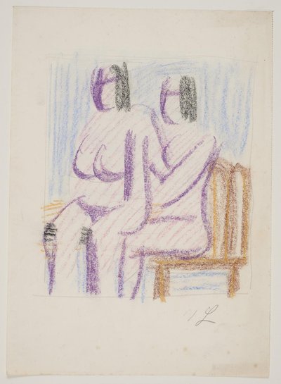 Estudo de composição com 2 mulheres nuas sentadas de Vilhelm Lundstrøm