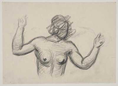 Figura feminina, metade do comprimento, levantando os braços de Vilhelm Lundstrøm