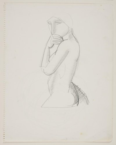 Modelo feminino, figura 3/4, com a mão na boca de Vilhelm Lundstrøm