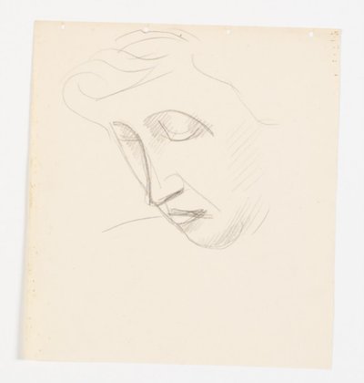 Retrato feminino em perfil de três quartos, dobrado para a esquerda de Vilhelm Lundstrøm