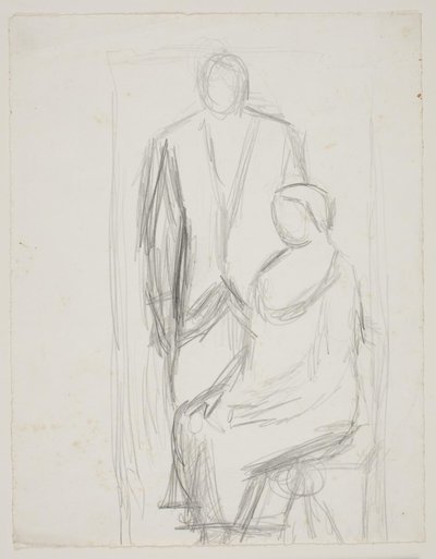 Lundstrøm de pé atrás da Sra. Lundstrøm sentada. Estudo para a chamada foto de casamento de Vilhelm Lundstrøm