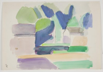 Paisagem arborizada com casas de Vilhelm Lundstrøm