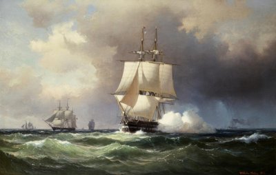 Rahsegler em alto mar de Vilhelm Melbye