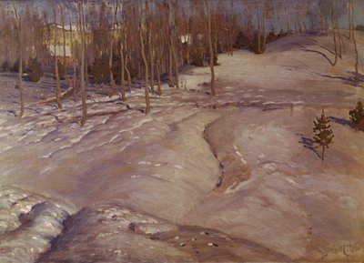 Paisagem de inverno. Noite de março, c. 1900 de Vilhelms Purvitis