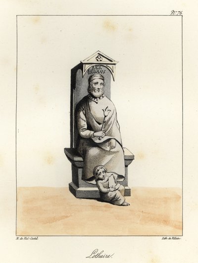 Estátua de Lothair I, Lothar I, Imperador Carolíngio, Rei de Itália e Francia Média, 795-855 de Villain Villain