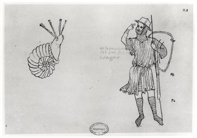 Fol.2 Caracol e soldado húngaro (cópia fac-símile) de Villard de Honnecourt