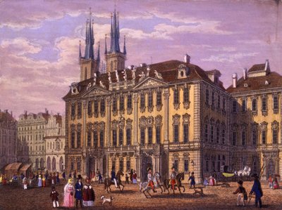 Palácio de Goltz-Kinsky (Kinsky), Praga, 1847 (gravura em aço colorido) de Vincenc and Geissler, F. Morstadt