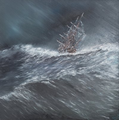 Beagle em uma tempestade perto de Cape Horn (2) Dec.24th1832, 2014, (óleo sobre tela) de Vincent Alexander Booth