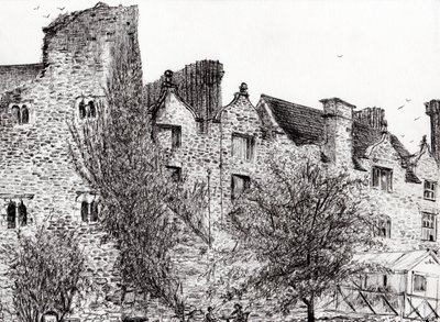 Ruína do Castelo Hay on Wye, 2007, (tinta no papel) de Vincent Alexander Booth